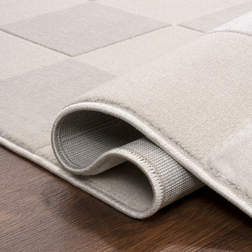 Modern Geometric Checkerboard High-Low Area Rug